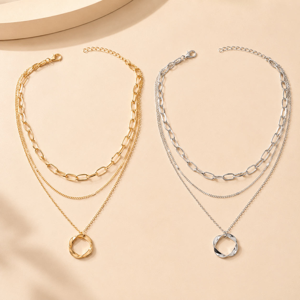 Chunky Circle Pendant Necklace
