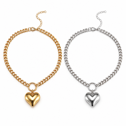 Chunky Heart Pendant Necklace