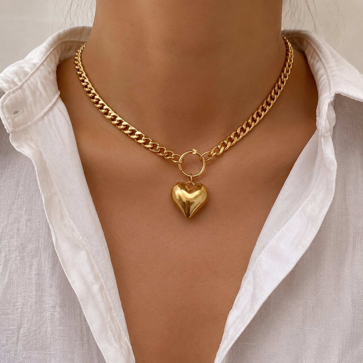 Chunky Heart Pendant Necklace