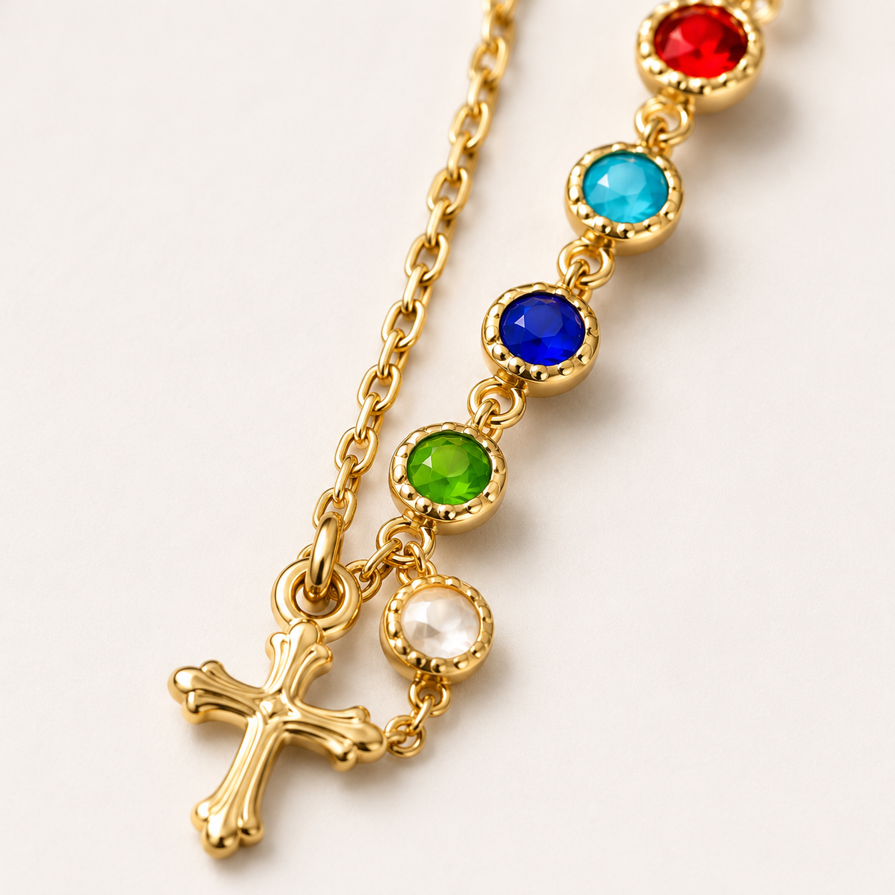Colorful Crystal Cross Y Necklace Set