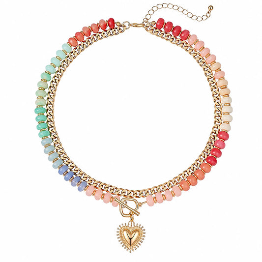 Colorful Beaded Heart Necklace