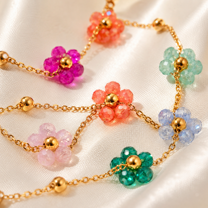 Colorful Flower Beaded Choker Necklace