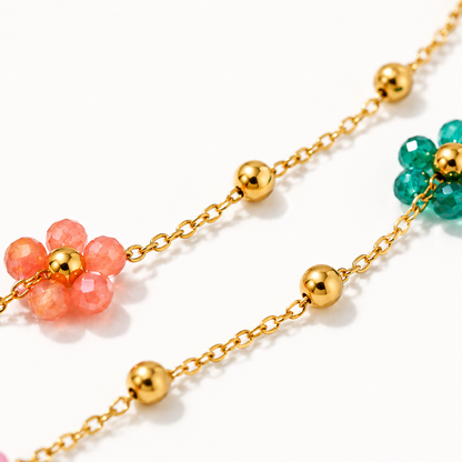 Colorful Flower Beaded Choker Necklace