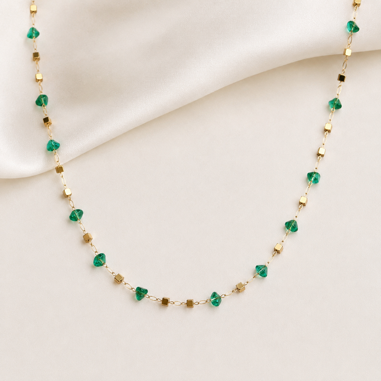 Crystal Square Chain Necklace