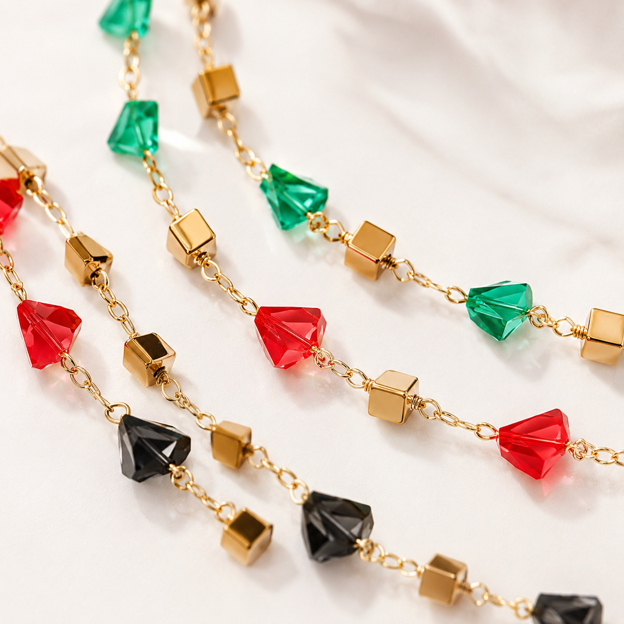 Crystal Square Chain Necklace