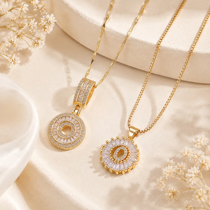 Pavé Initial Letter Pendant Necklace Gold