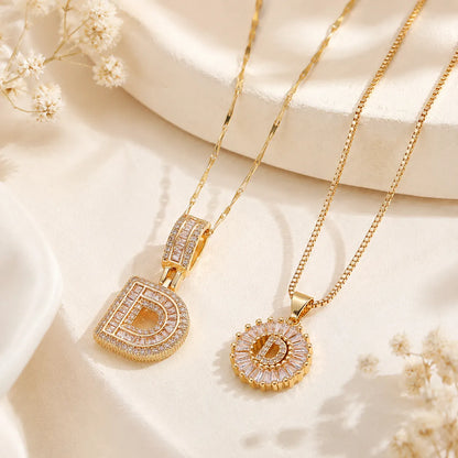 Pavé Initial Letter Pendant Necklace Gold