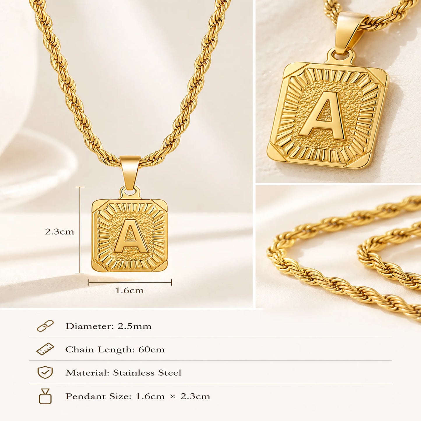 Men’s Initial Dog Tag Necklace