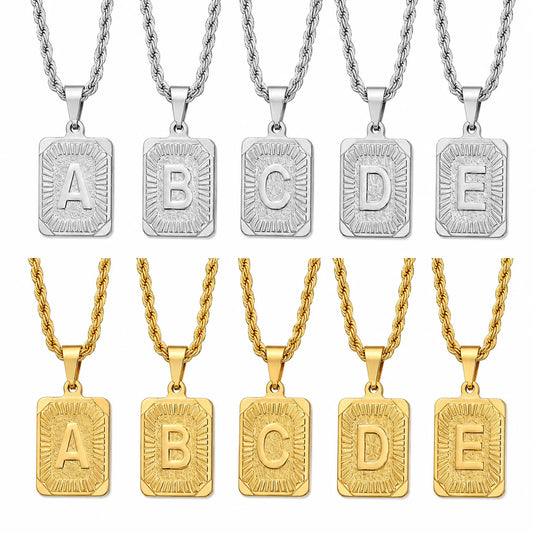 Men’s Initial Dog Tag Necklace