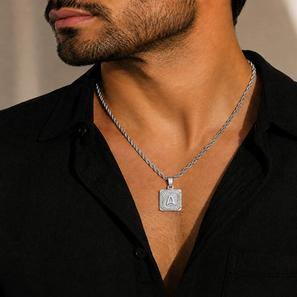 Men’s Initial Dog Tag Necklace