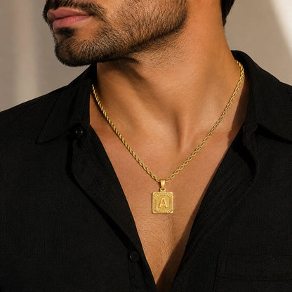 Men’s Initial Dog Tag Necklace