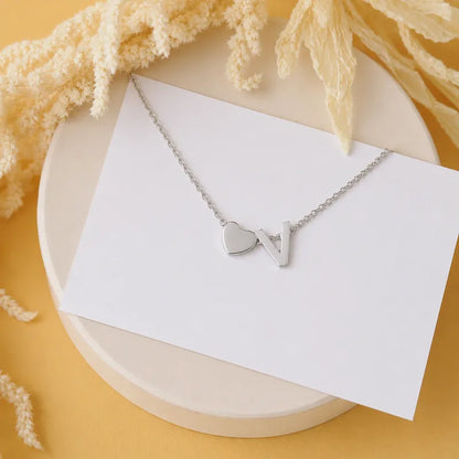 Personalized Heart Initial Necklace