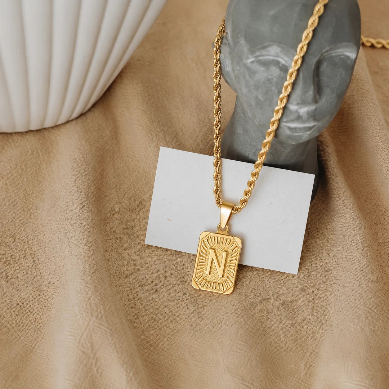 Men’s Initial Dog Tag Necklace