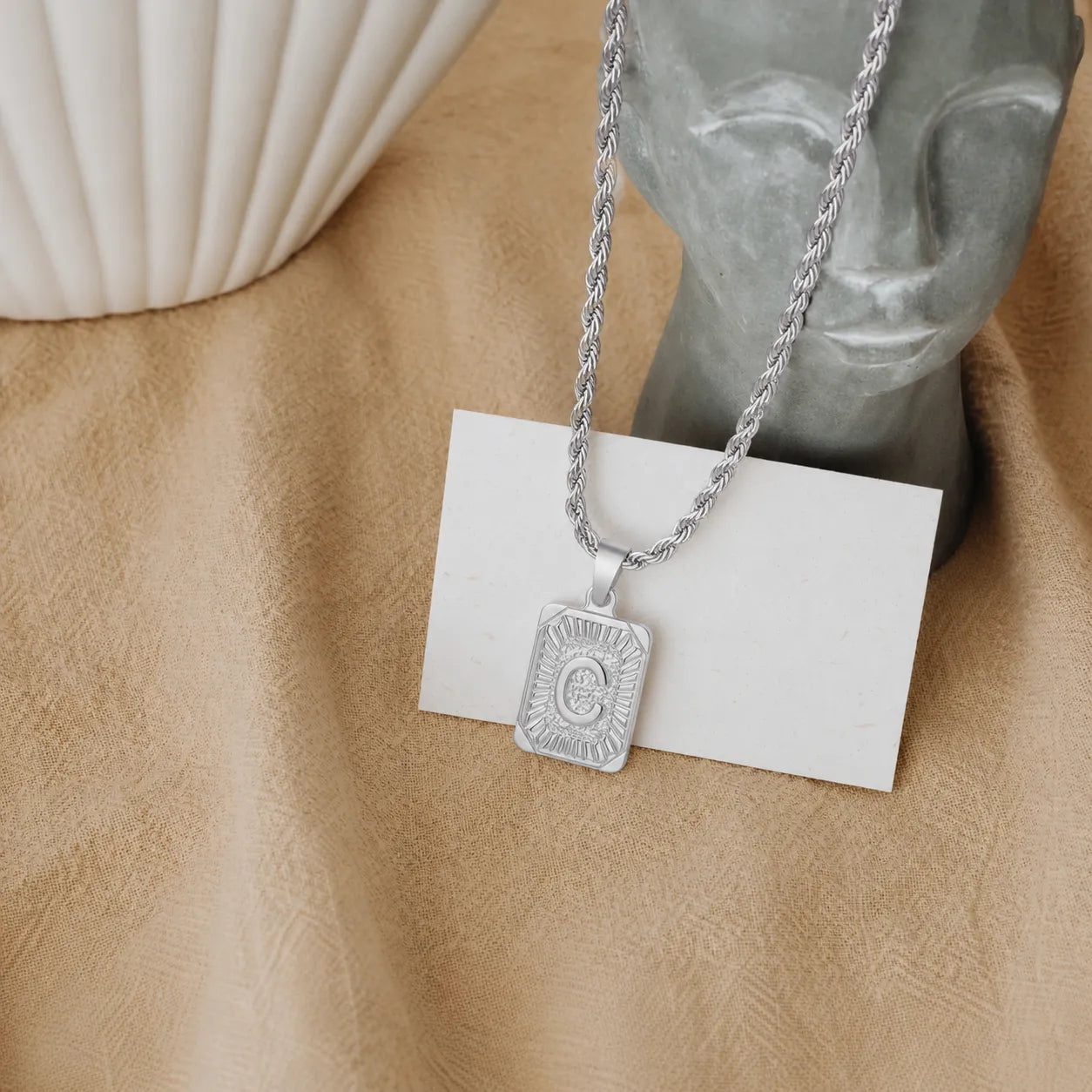 Men’s Initial Dog Tag Necklace
