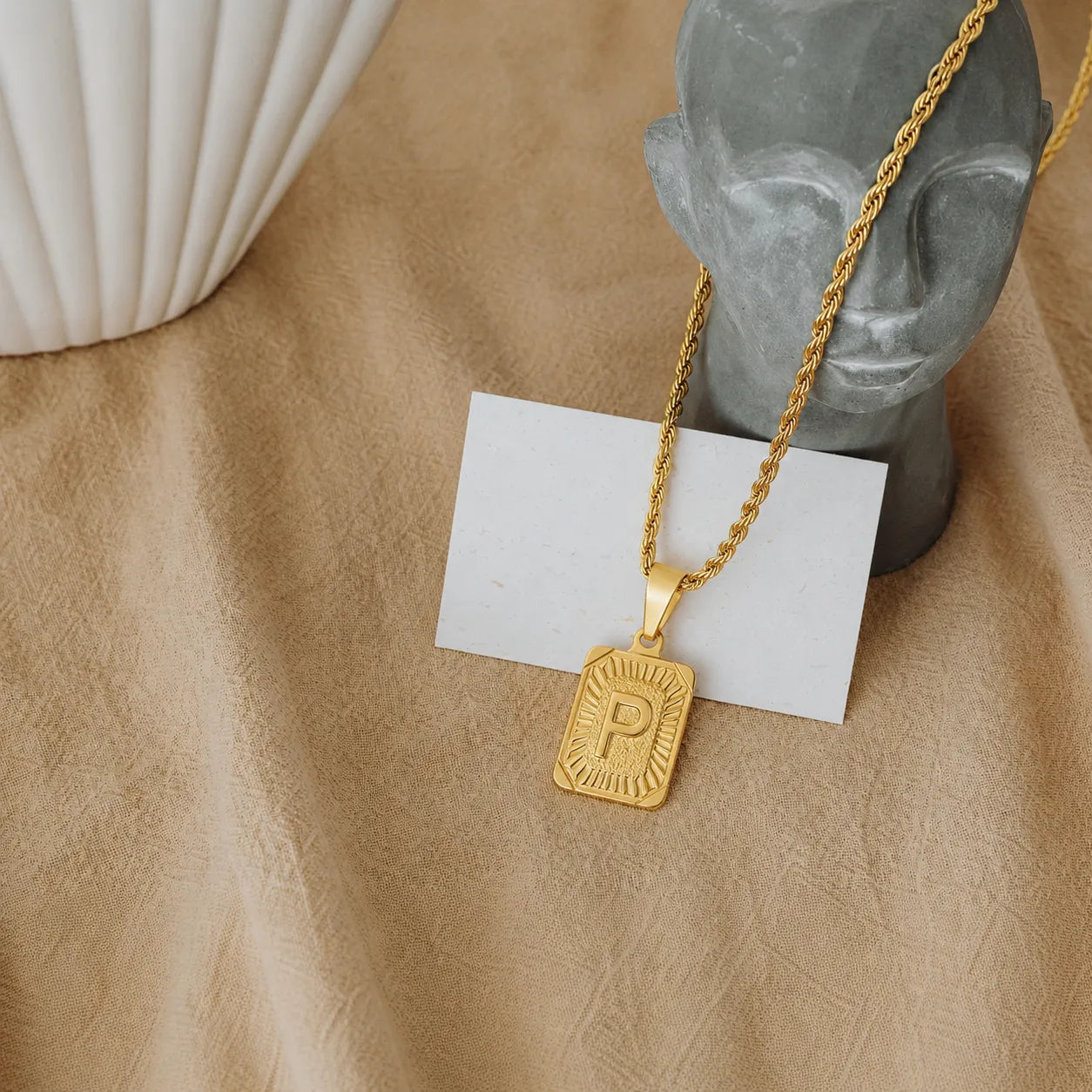 Men’s Initial Dog Tag Necklace