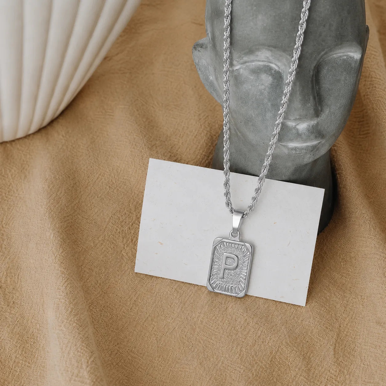 Men’s Initial Dog Tag Necklace