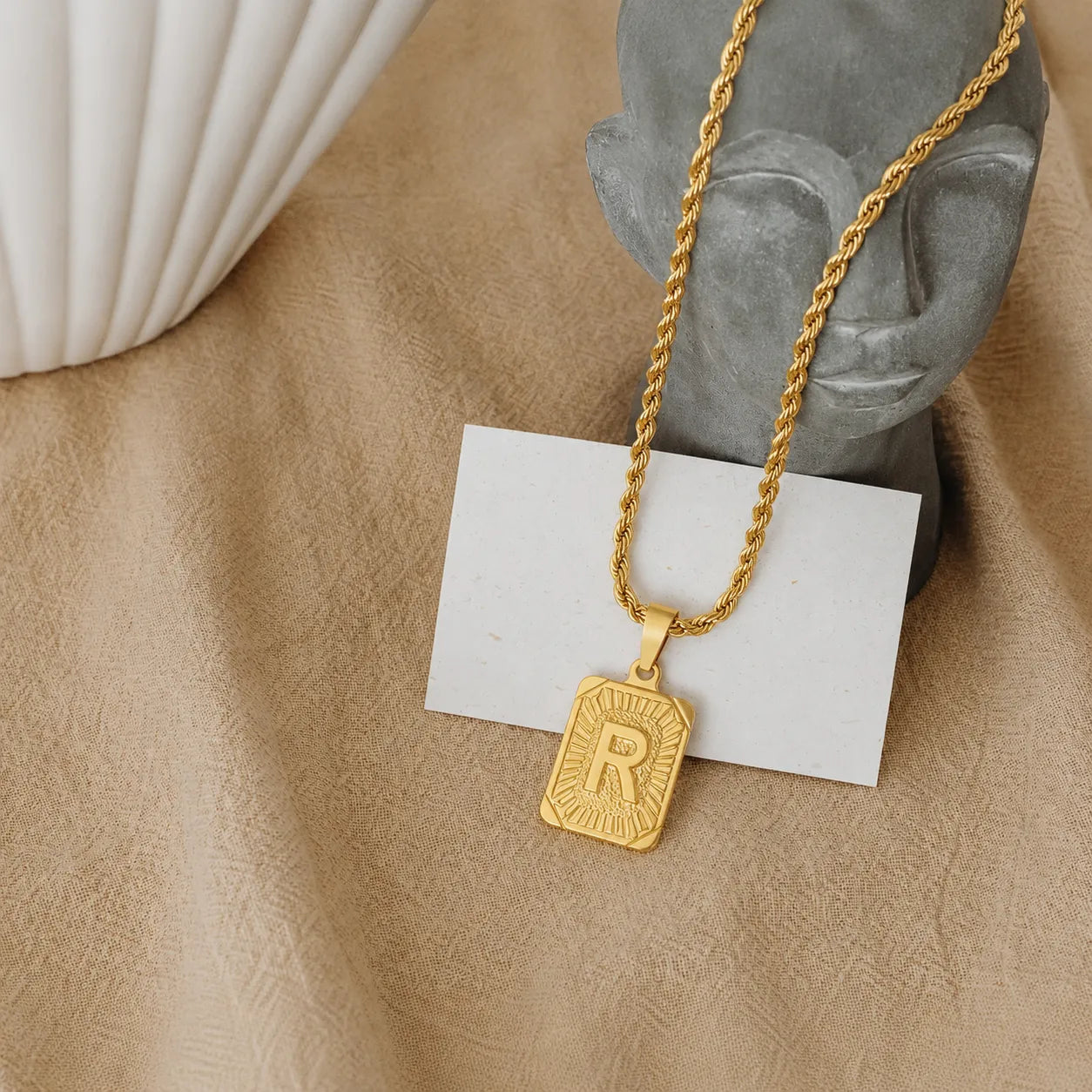 Men’s Initial Dog Tag Necklace