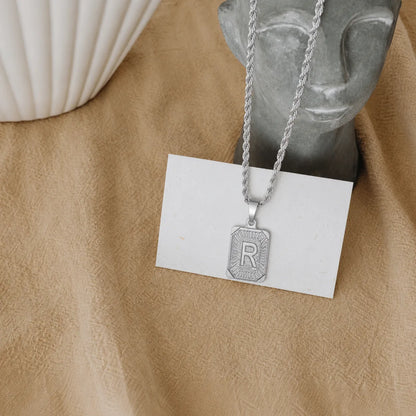 Men’s Initial Dog Tag Necklace