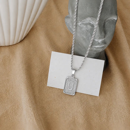 Men’s Initial Dog Tag Necklace