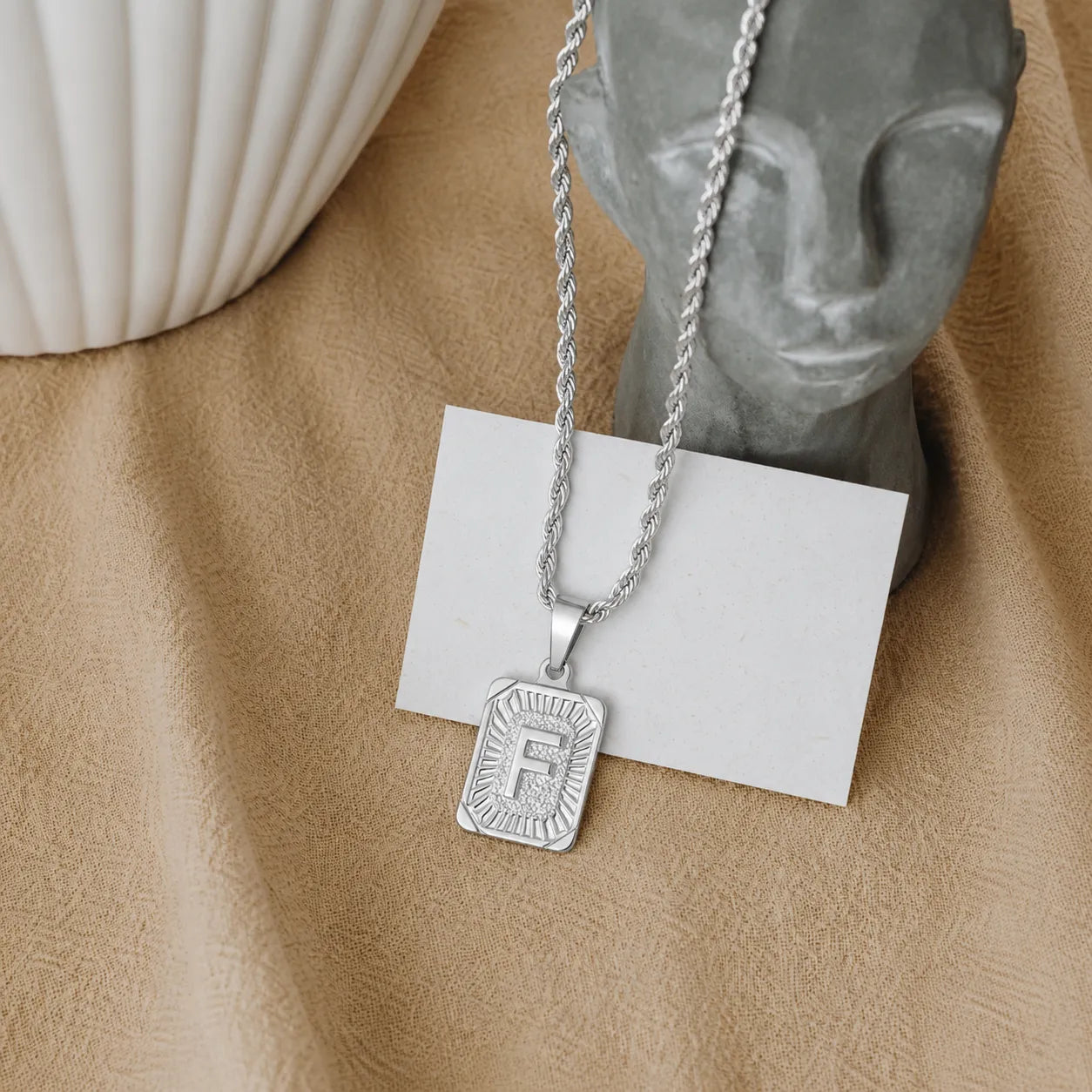 Men’s Initial Dog Tag Necklace
