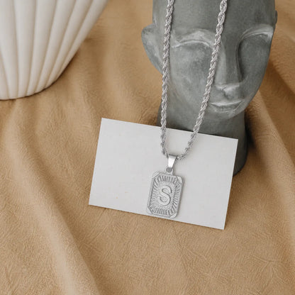 Men’s Initial Dog Tag Necklace