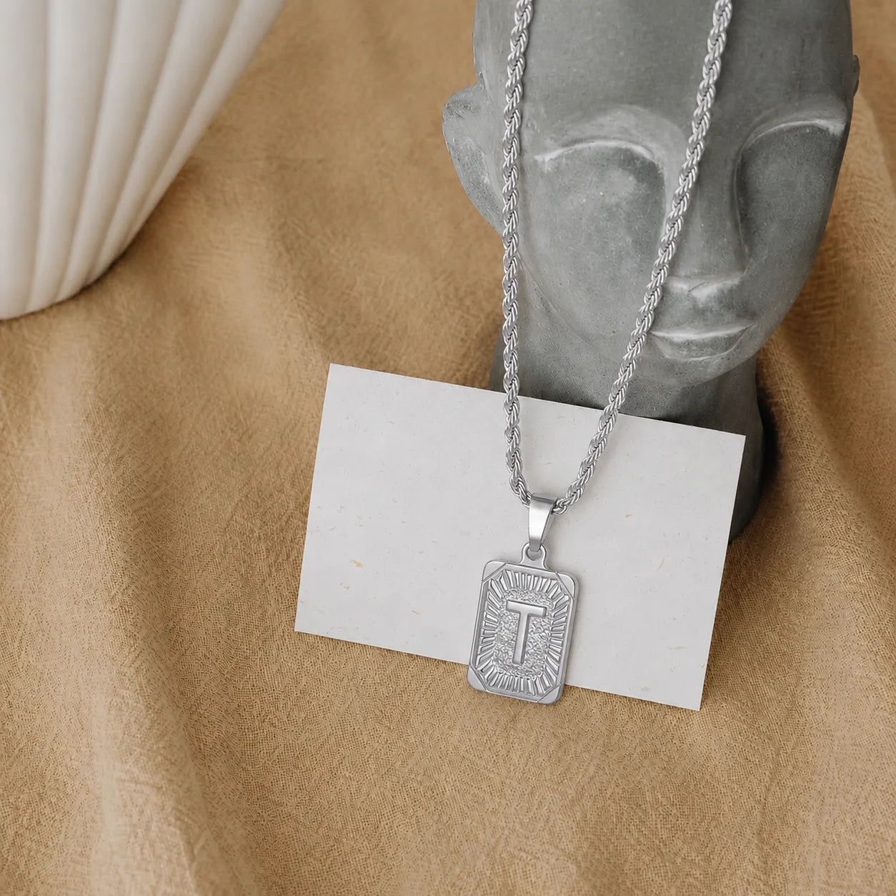 Men’s Initial Dog Tag Necklace