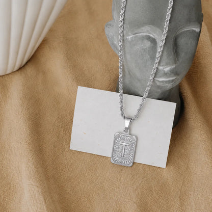 Men’s Initial Dog Tag Necklace