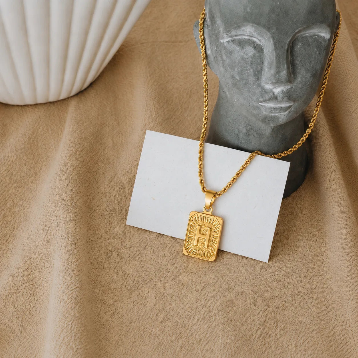Men’s Initial Dog Tag Necklace