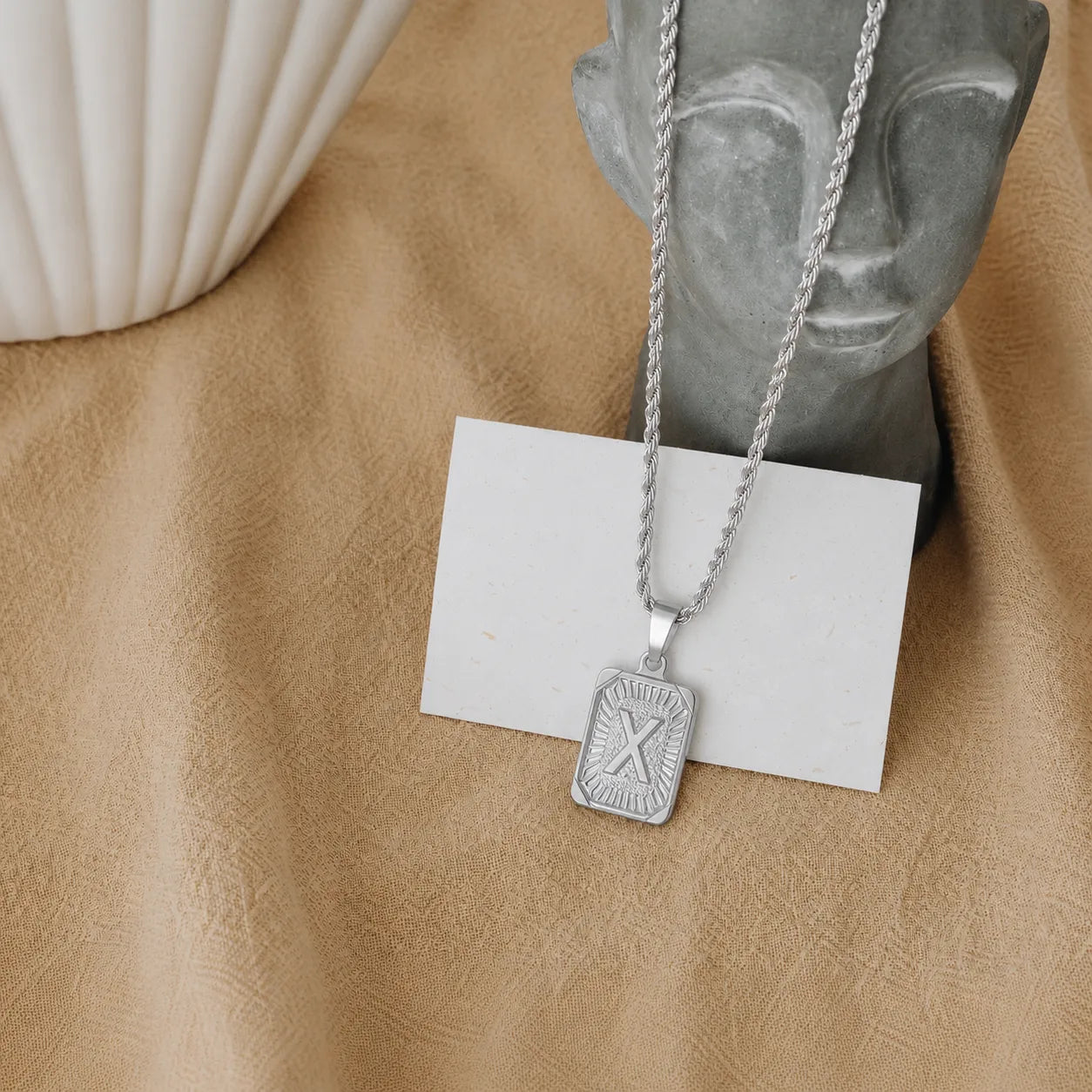Men’s Initial Dog Tag Necklace