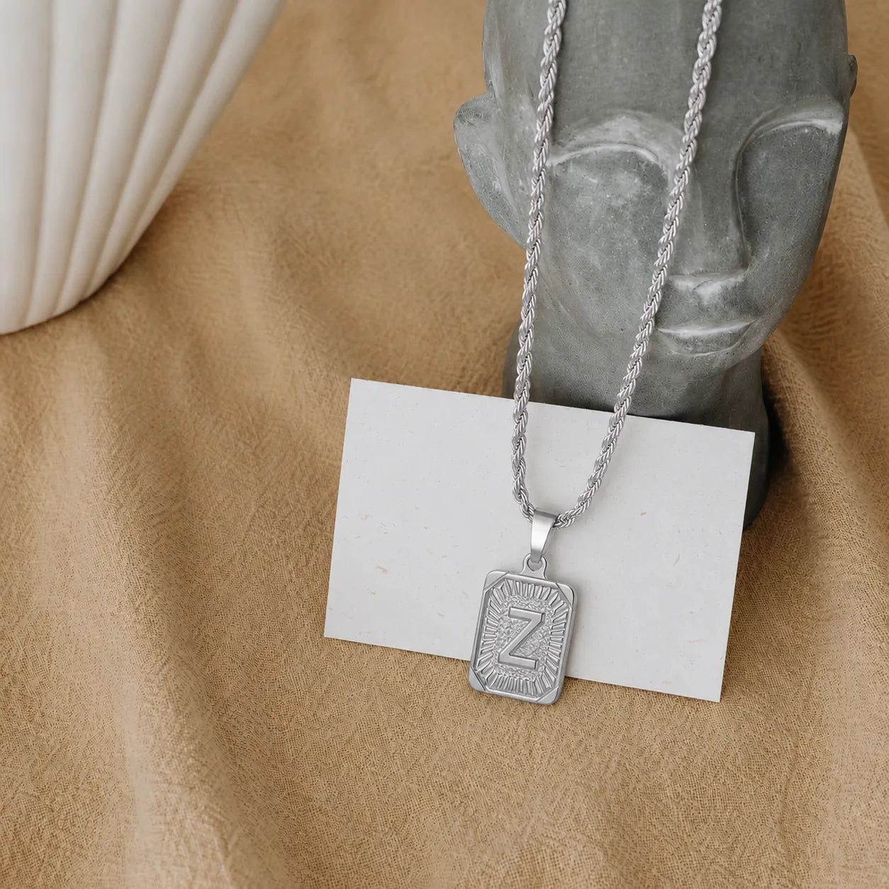 Men’s Initial Dog Tag Necklace