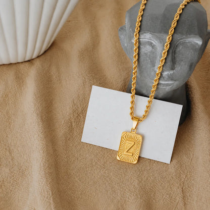 Men’s Initial Dog Tag Necklace