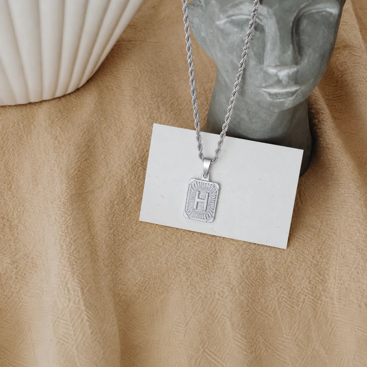Men’s Initial Dog Tag Necklace