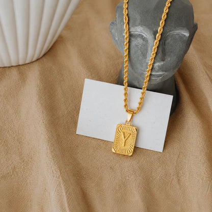 Men’s Initial Dog Tag Necklace