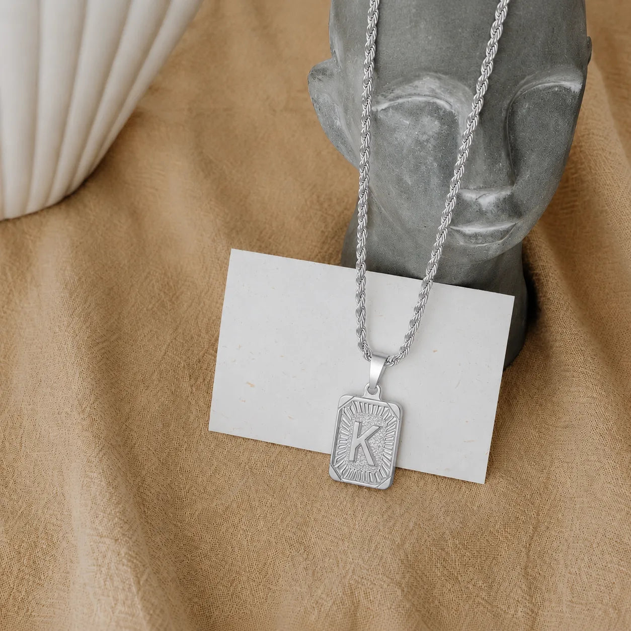 Men’s Initial Dog Tag Necklace