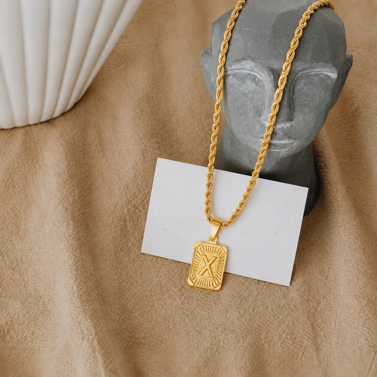 Men’s Initial Dog Tag Necklace