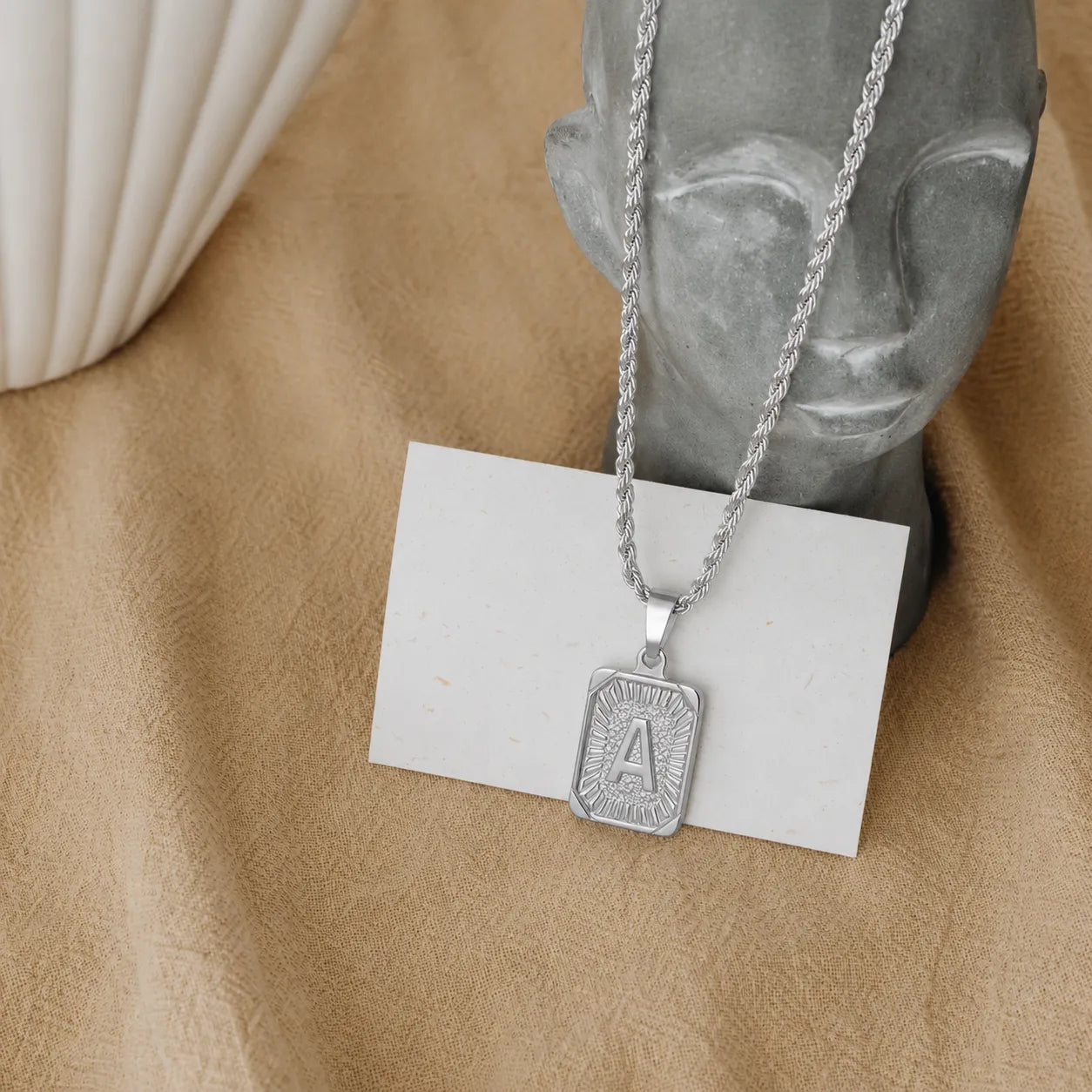 Men’s Initial Dog Tag Necklace