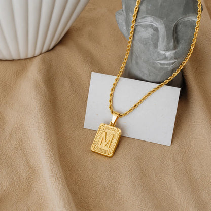 Men’s Initial Dog Tag Necklace
