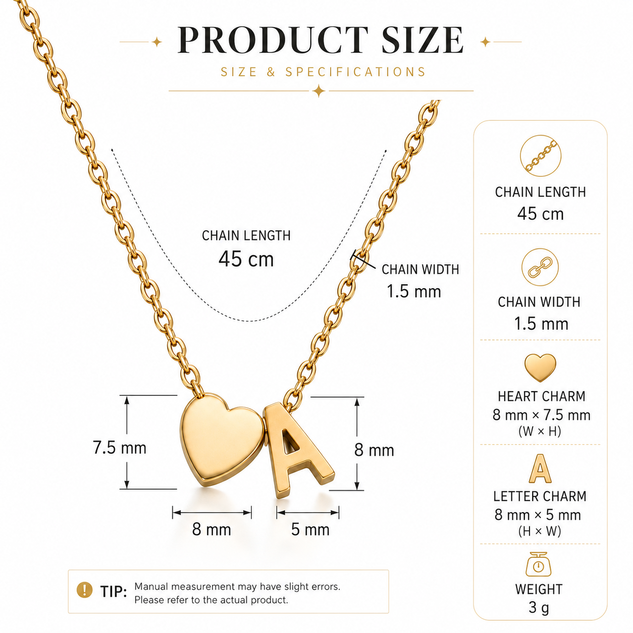 Personalized Heart Initial Necklace
