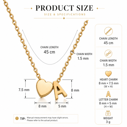 Personalized Heart Initial Necklace