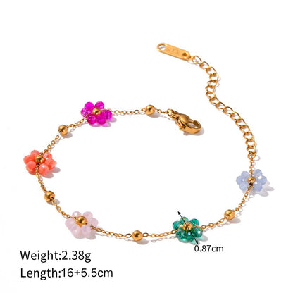 Colorful Flower Beaded Choker Necklace