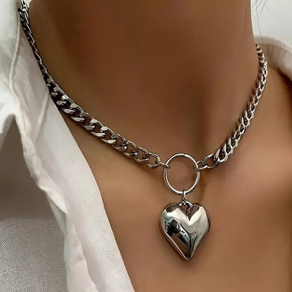 Chunky Heart Pendant Necklace
