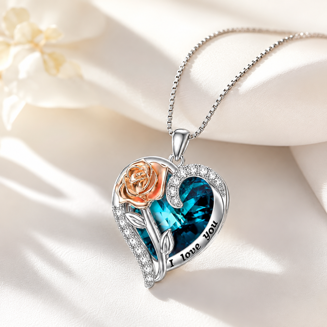 Rose Heart Crystal Necklace