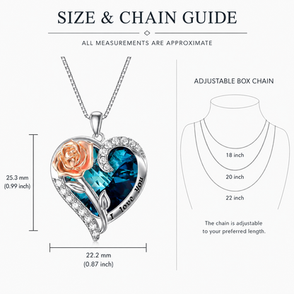 Rose Heart Crystal Necklace