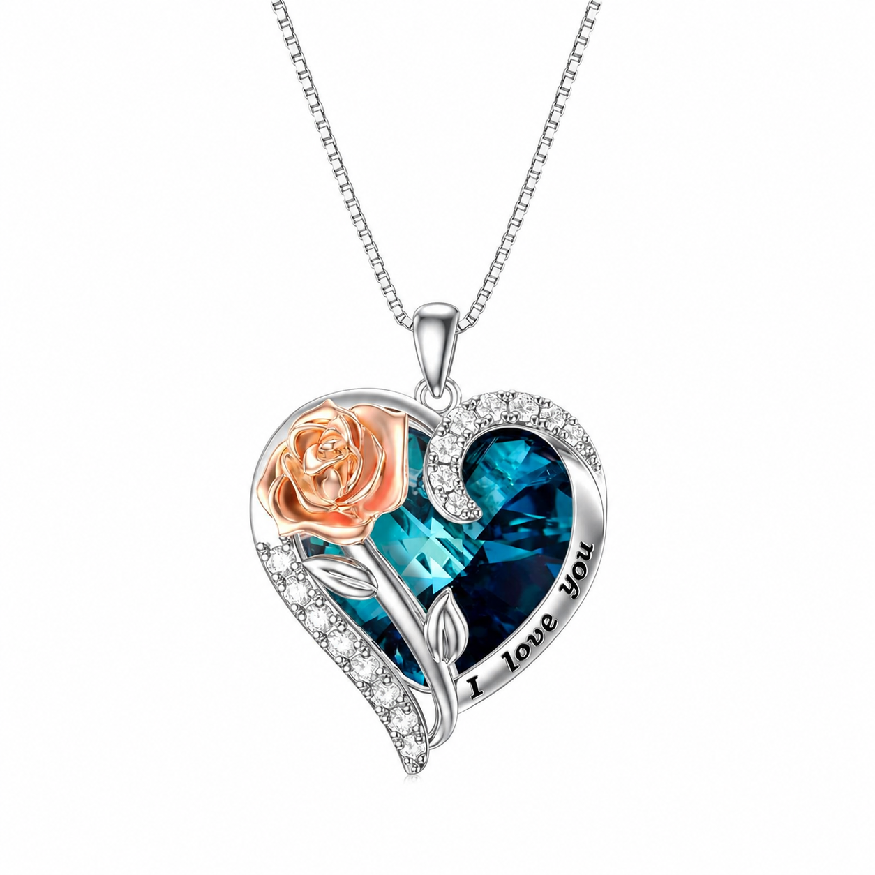 Rose Heart Crystal Necklace