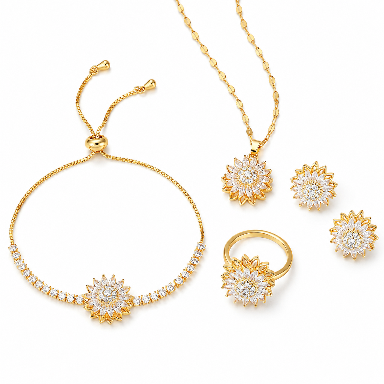 Rotating Sunflower Jewelry Set