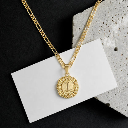 Round Initial Pendant Necklace