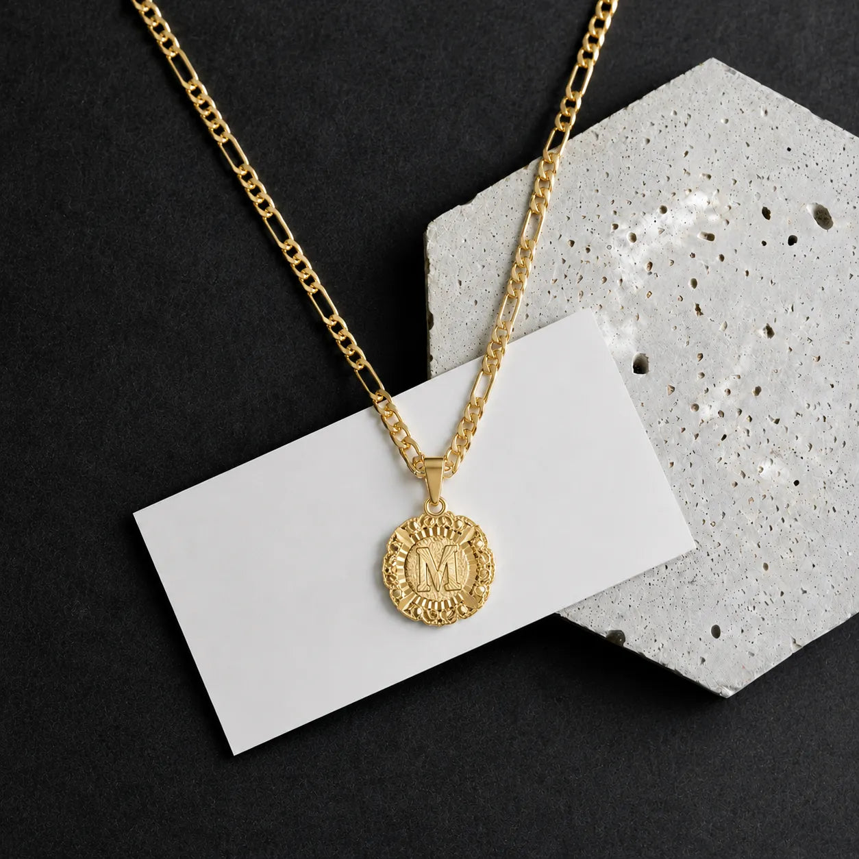 Round Initial Pendant Necklace