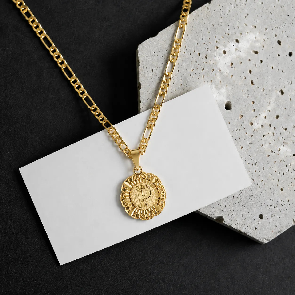Round Initial Pendant Necklace