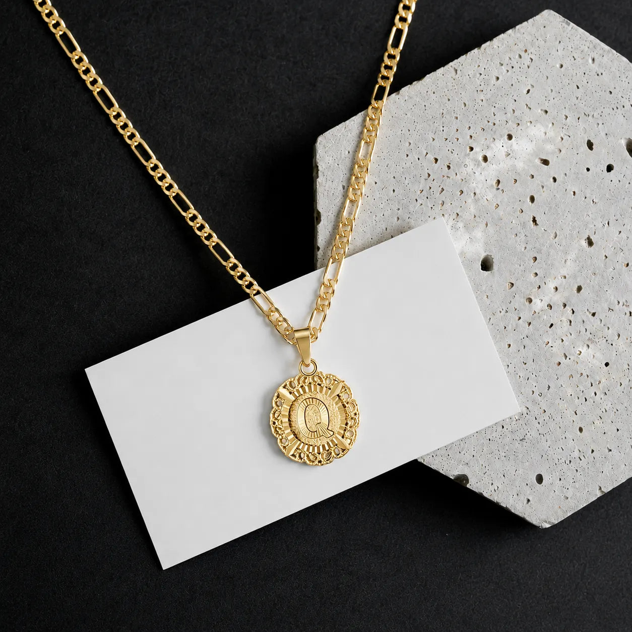 Round Initial Pendant Necklace