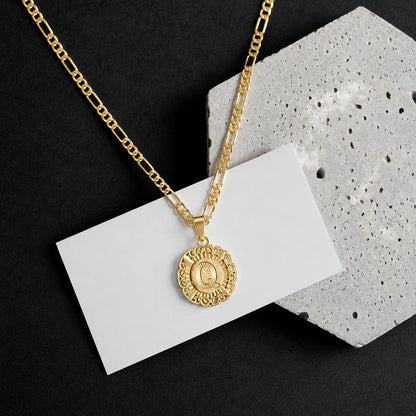 Round Initial Pendant Necklace